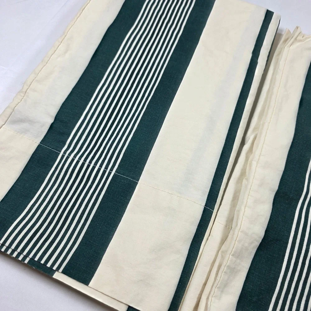 Vtg Ralph Lauren Vintage Striped Std Pillowcase Set Hunter Green Cream Cotton